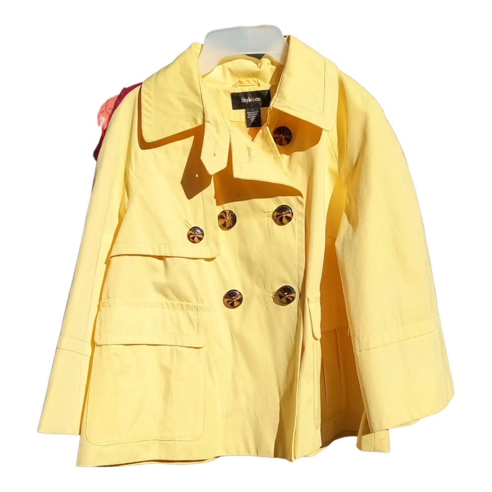 Style & Co Yellow Pea Coat Large